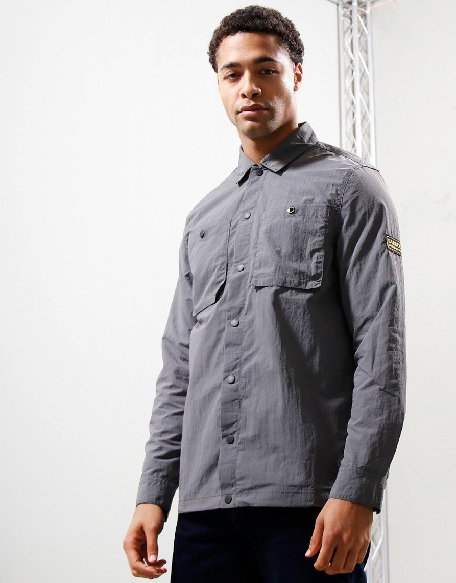 Clothing Barbour International Overshirts | Barbour International Cadwell Overshirt Slate Grey (S)