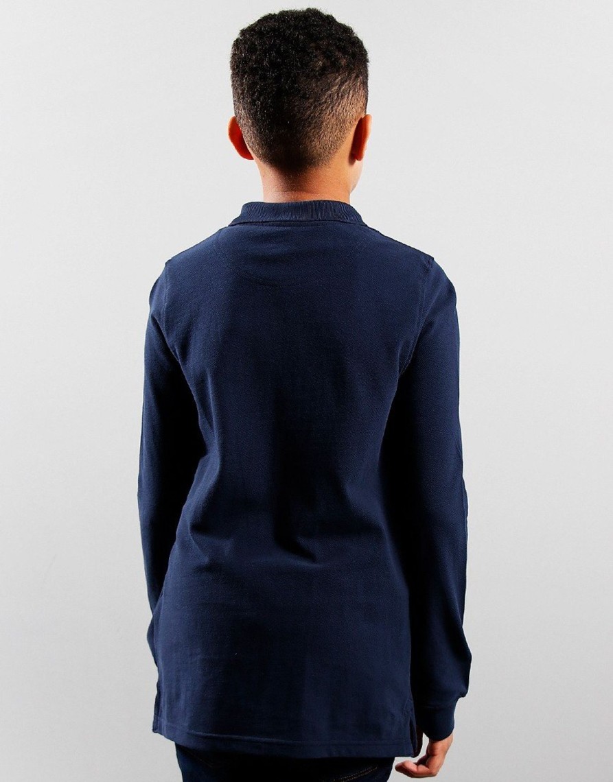 Clothing Lyle & Scott Junior Polo Shirts | Lyle & Scott Junior Heavy Weight Soft Long Sleeve Polo Shirt Navy Blazer (3/4Yr)