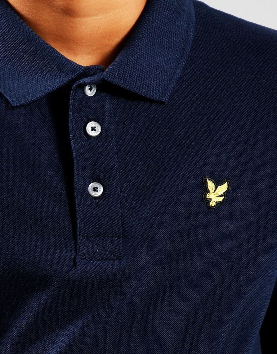 Clothing Lyle & Scott Junior Polo Shirts | Lyle & Scott Junior Heavy Weight Soft Long Sleeve Polo Shirt Navy Blazer (3/4Yr)