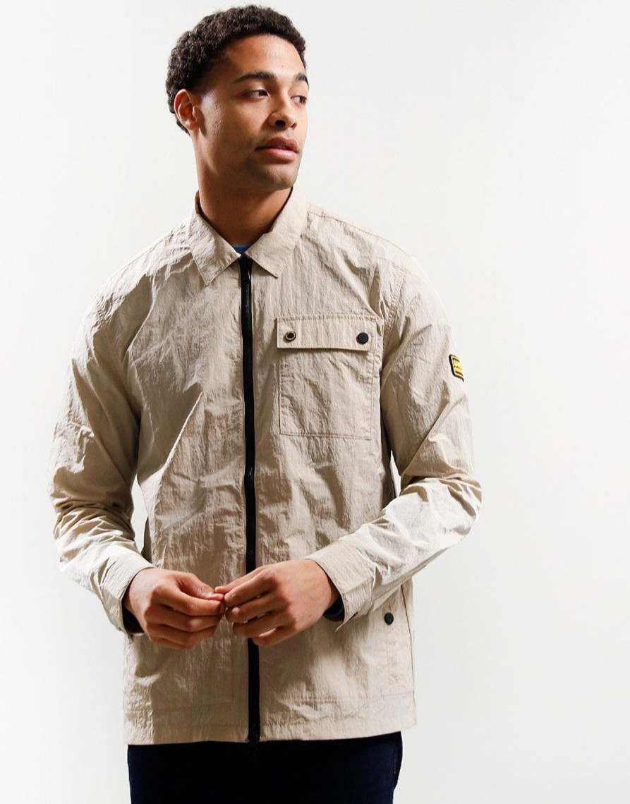 Clothing Barbour International Overshirts | Barbour International Inlet Overshirt Light Stone (S)