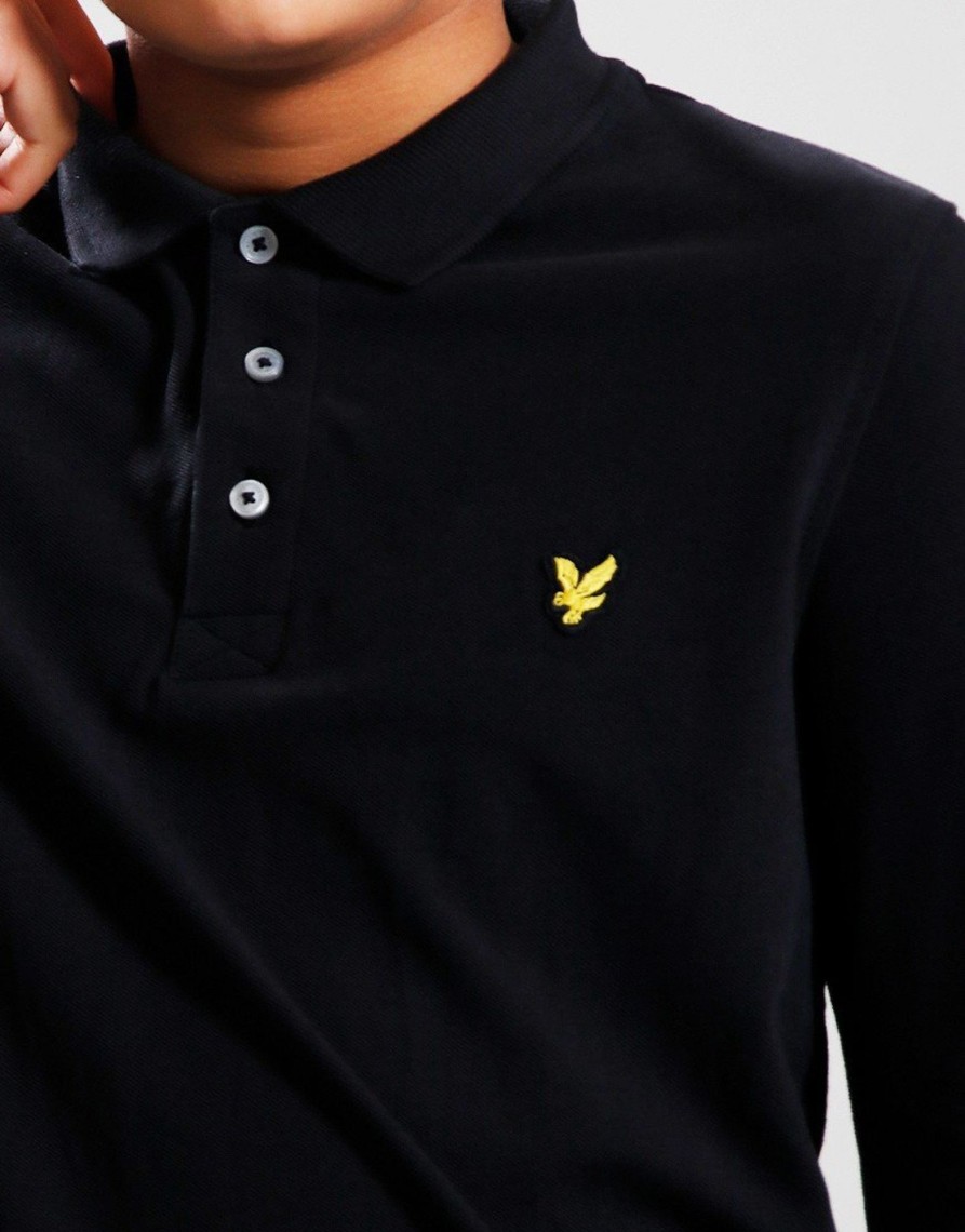 Clothing Lyle & Scott Junior Polo Shirts | Lyle & Scott Junior Long Sleeve Polo Shirt Black (12/13Yr)