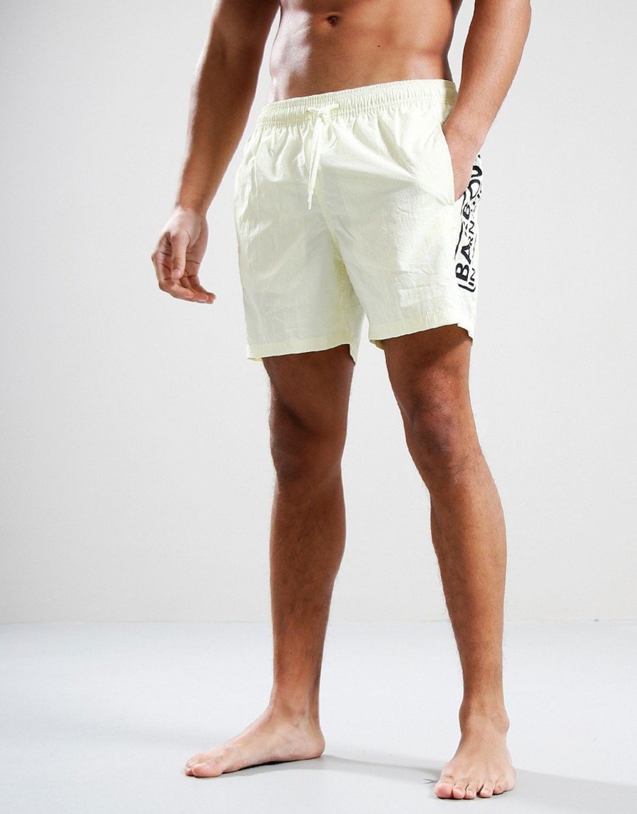 Clothing Barbour Shorts | Barbour International Large Logo Swim Short Yellow (S)