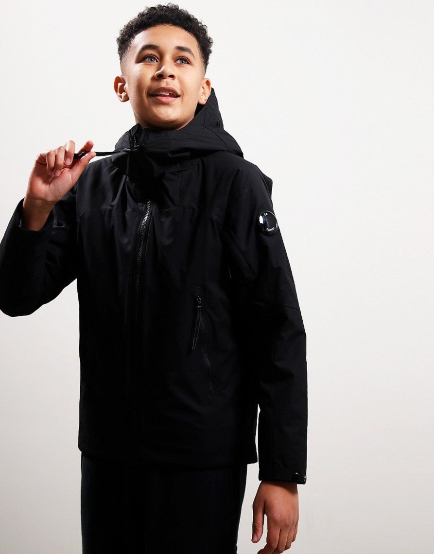 Clothing C.P. Company Undersixteen Jackets & Coats | C.P. Company Junior Pro Tek Hooded Jacket Black (10Yr)