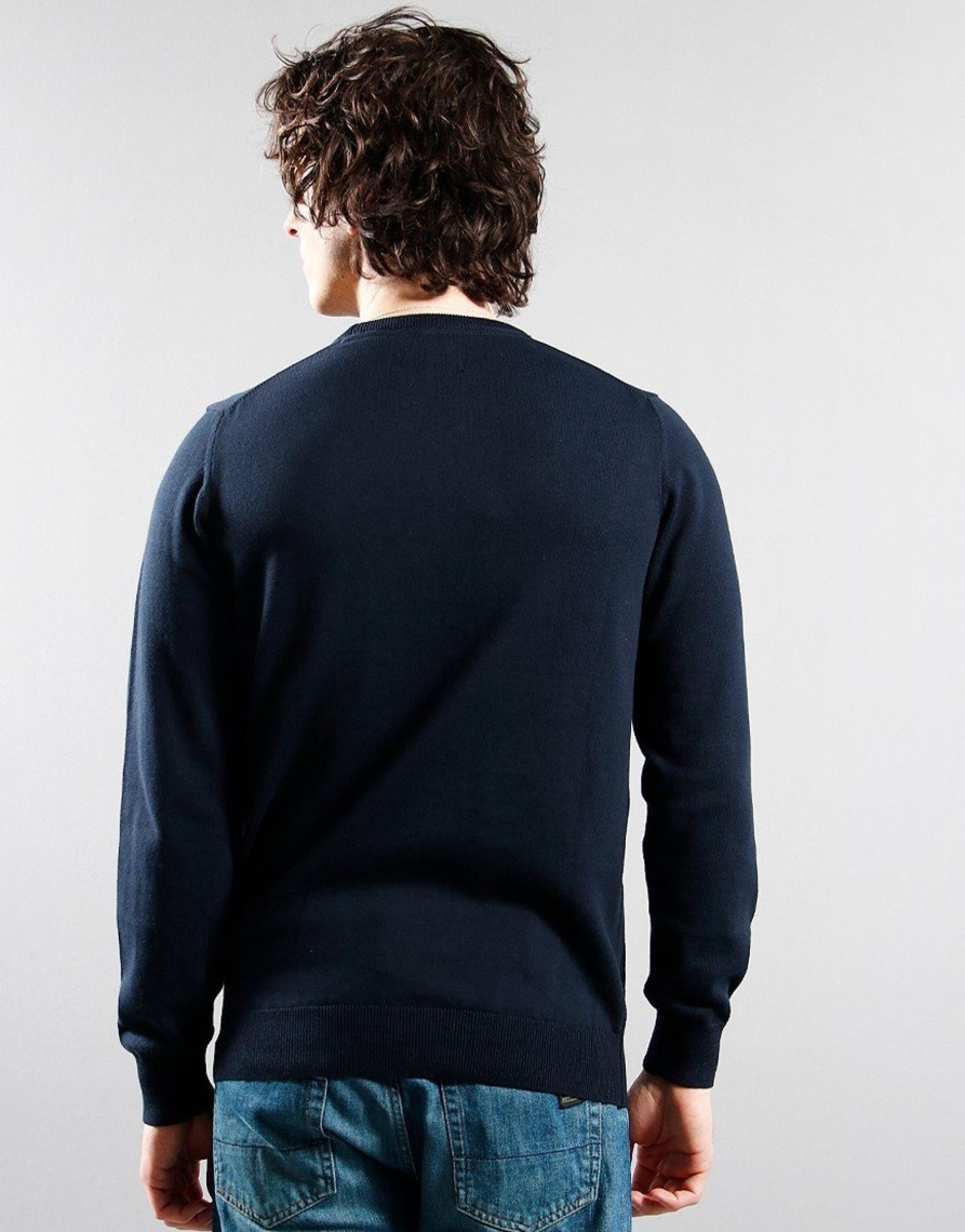 Clothing Barbour Knitwear | Barbour Pima Cotton Crew Neck Knit Navy (S)