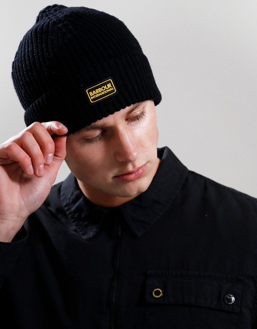 Accessories Barbour International | Barbour International Sweeper Legacy Beanie Black (O/S)