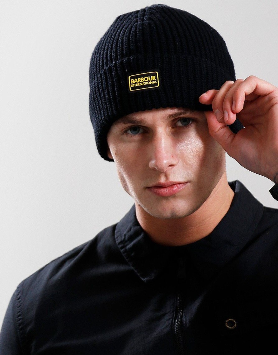 Accessories Barbour International | Barbour International Sweeper Legacy Beanie Black (O/S)