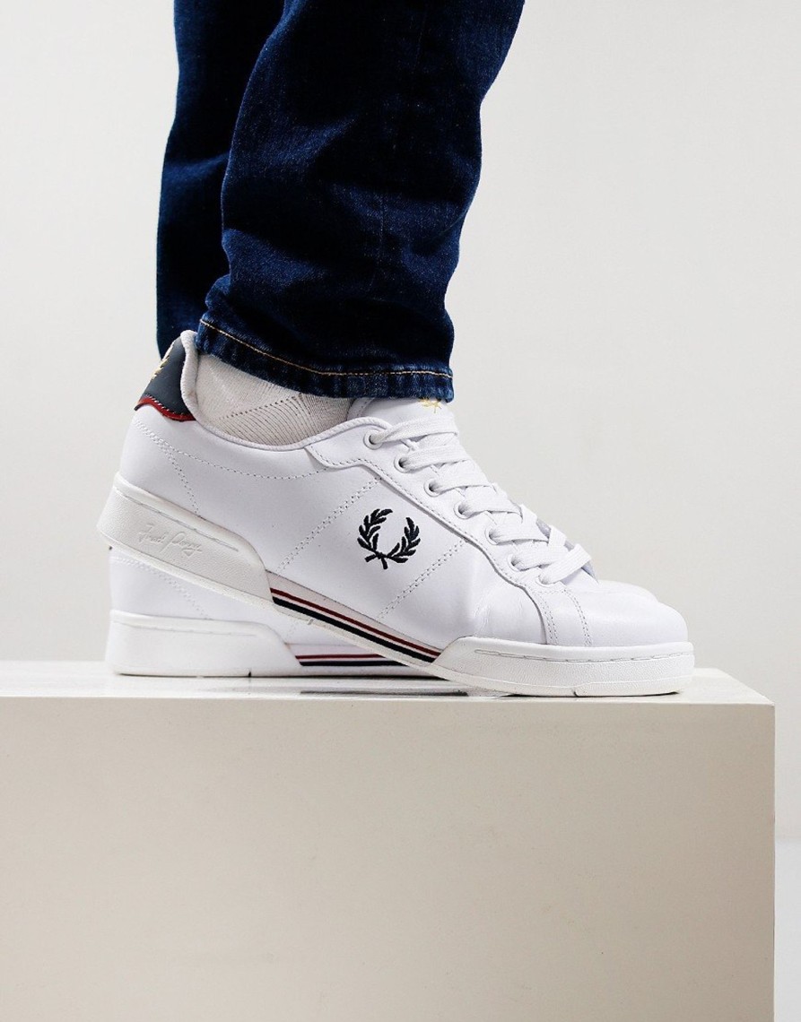 Footwear Fred Perry | Fred Perry B721 Leather Trainers White/Navy (Uk7)