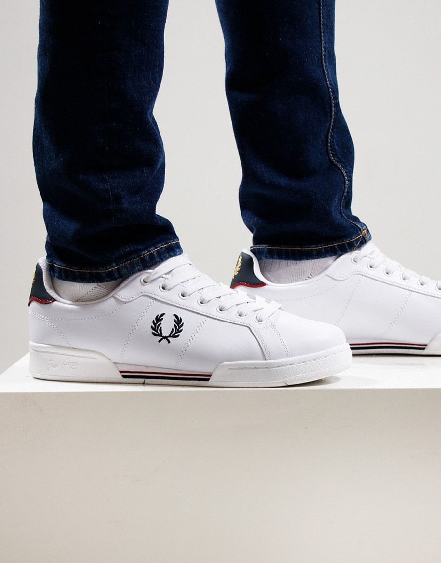 Footwear Fred Perry | Fred Perry B721 Leather Trainers White/Navy (Uk7)