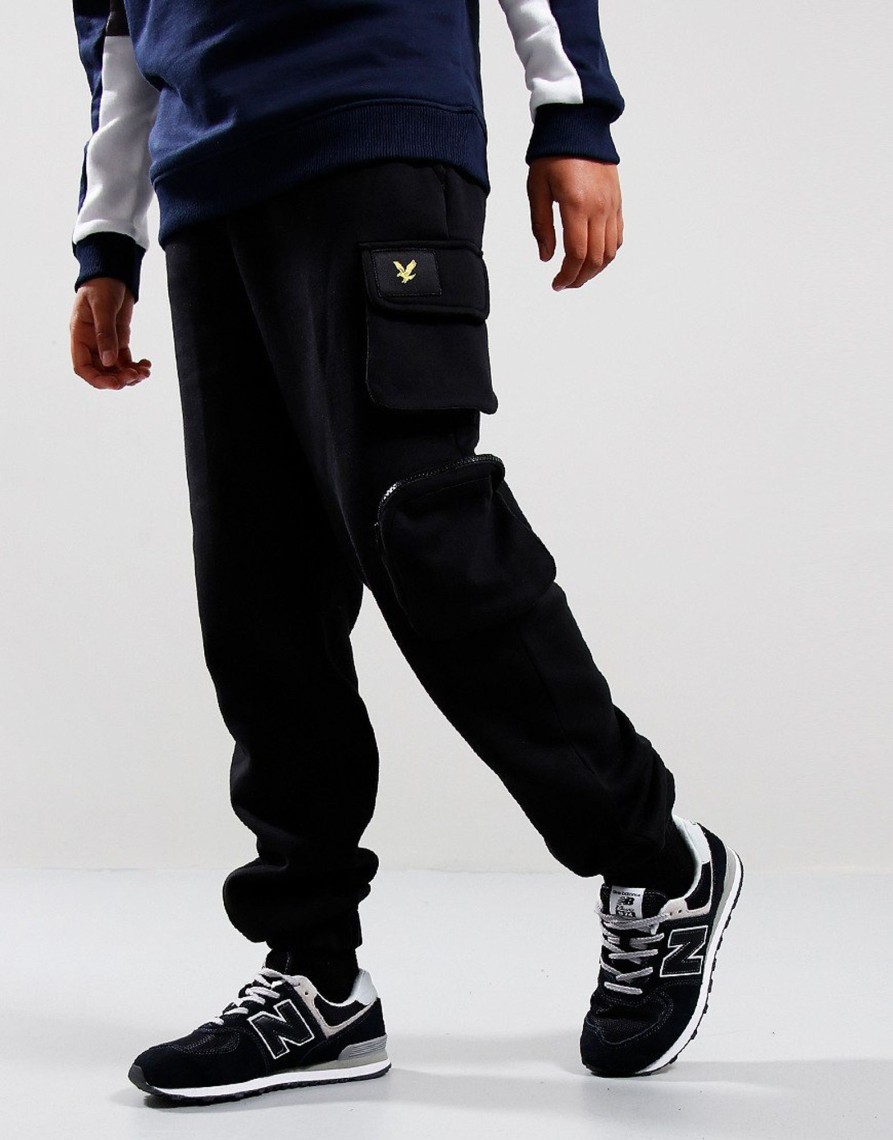 Clothing Lyle & Scott Junior Track Pants | Lyle & Scott Junior Os Pocket Sweat Pant Black (3/4Yr)