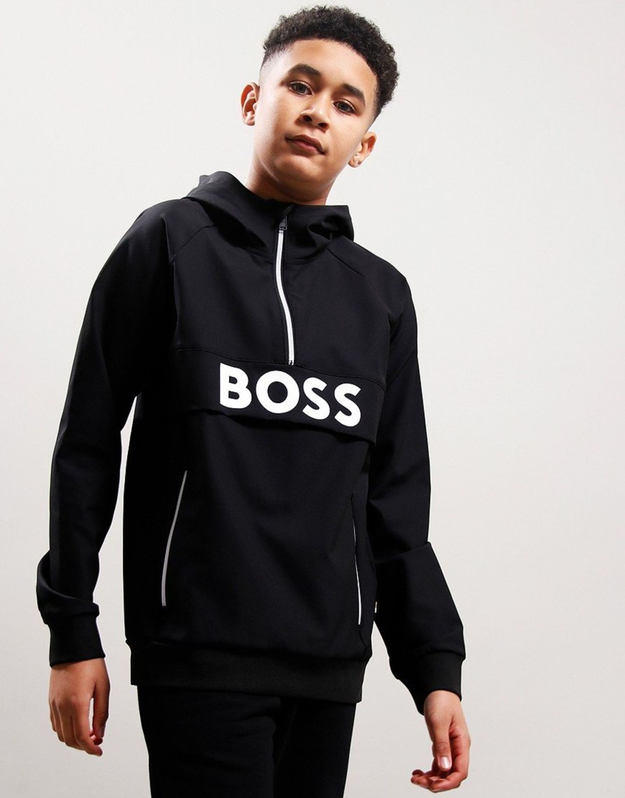 Clothing BOSS Kids Sweats | Boss Kids 1/2 Zip Logo Sweat Black (10Yr)