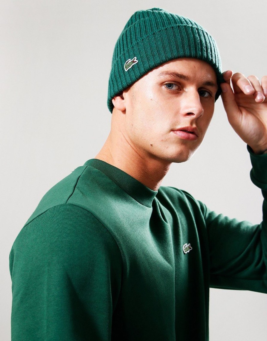 Accessories Lacoste | Lacoste Rib Wool Beanie Green (O/S)