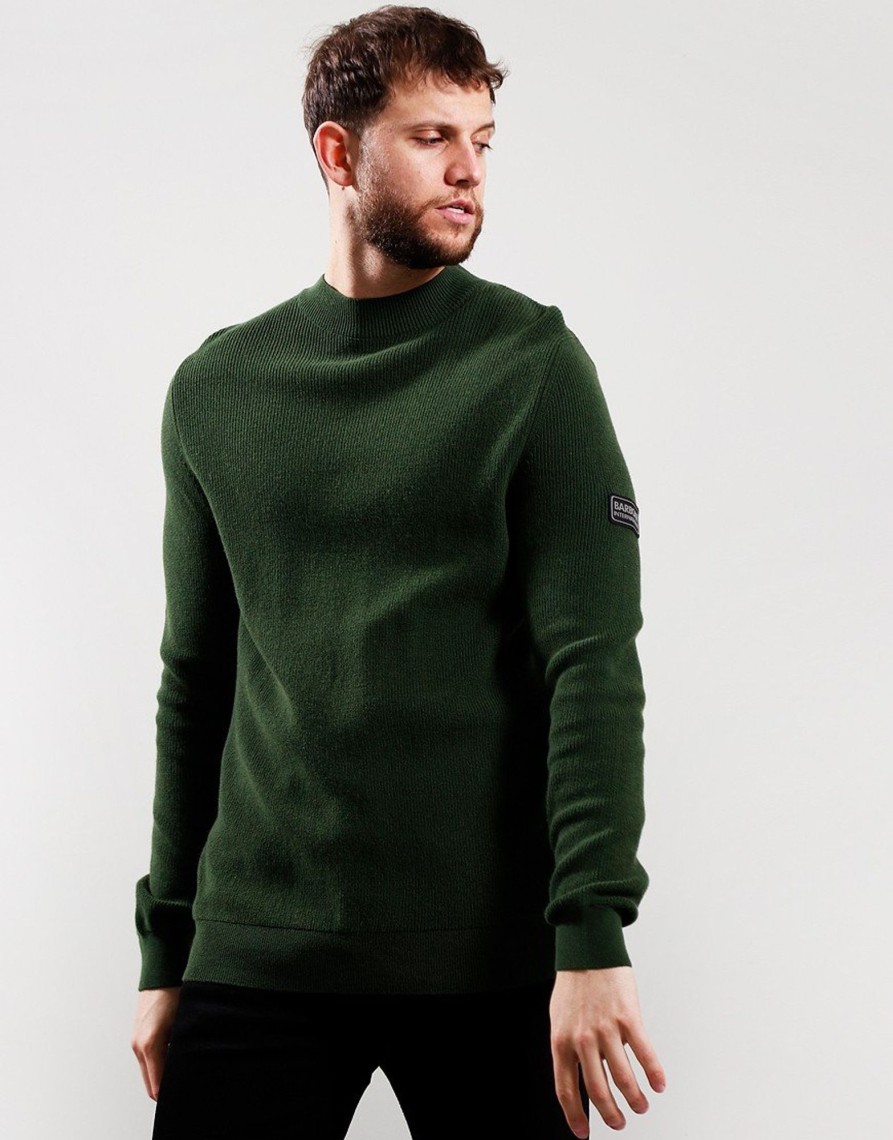 Clothing Barbour Knitwear | Barbour International Corser Crew Knit Kombu Green (S)