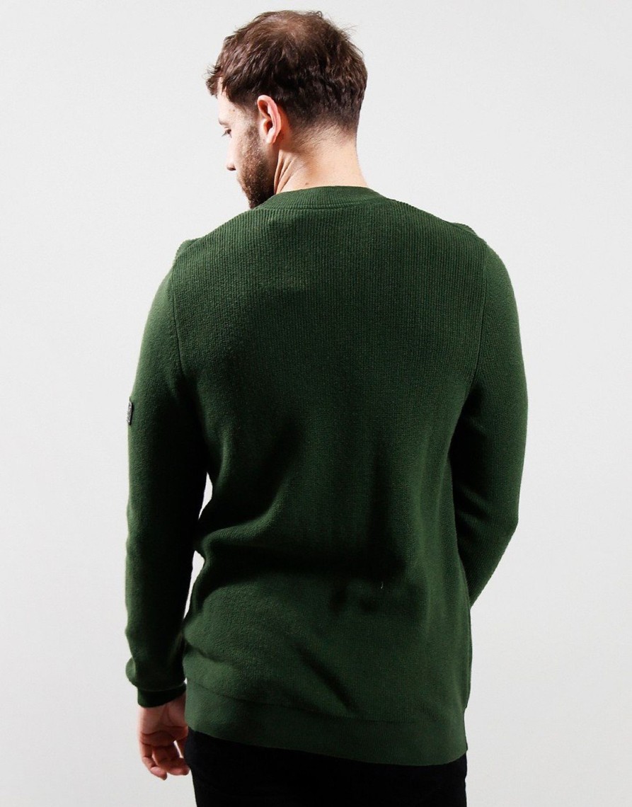 Clothing Barbour Knitwear | Barbour International Corser Crew Knit Kombu Green (S)