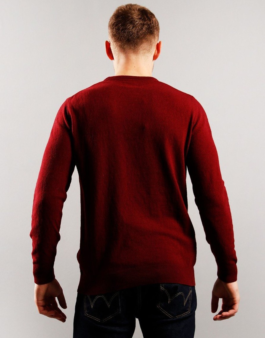 Clothing Barbour Knitwear | Barbour Essential Lambswool Crew Neck Knit Ruby (S)