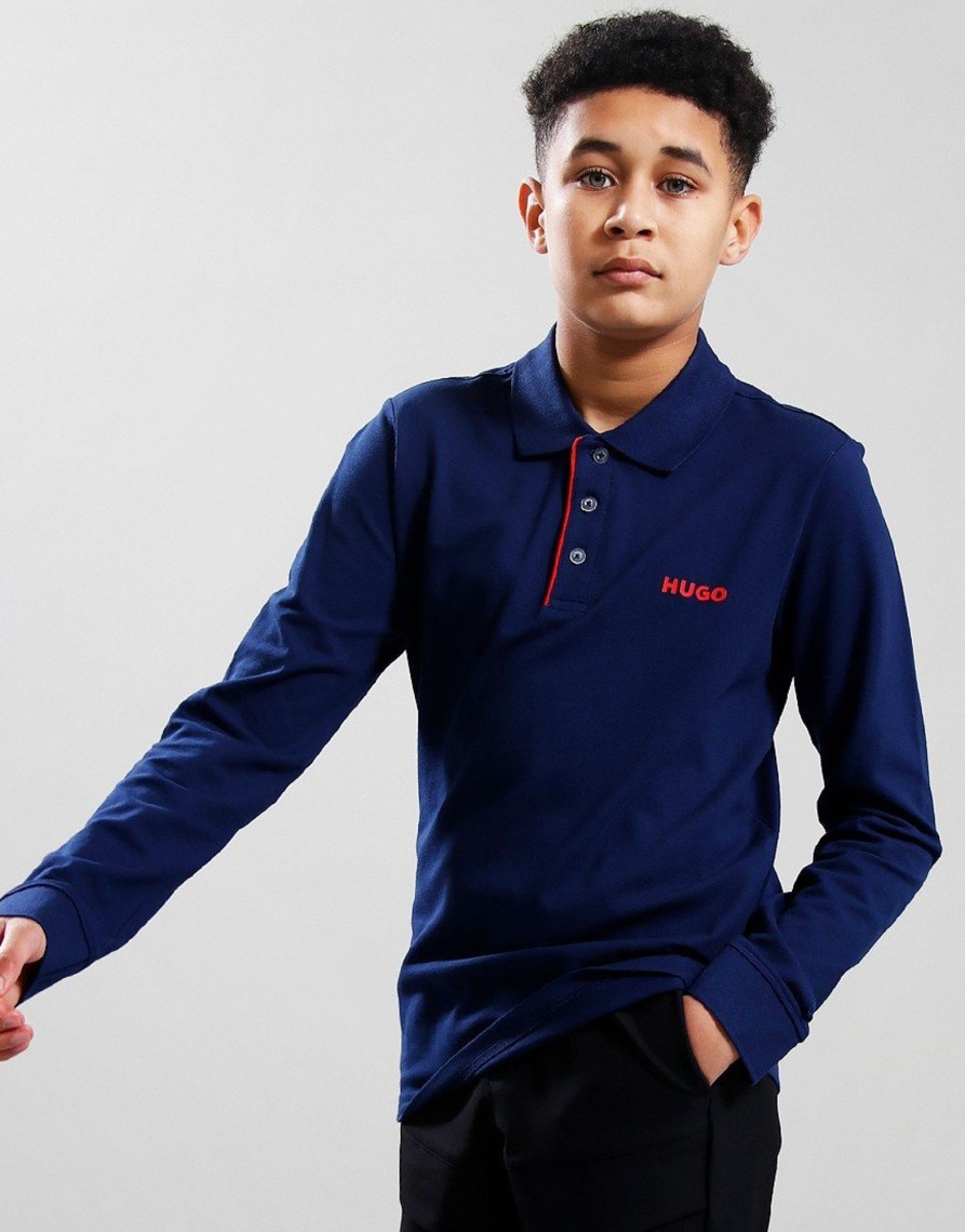 Clothing BOSS Kids Polo Shirts | Hugo Kids Long Sleeve Polo Shirt Medieval Blue (16Y)