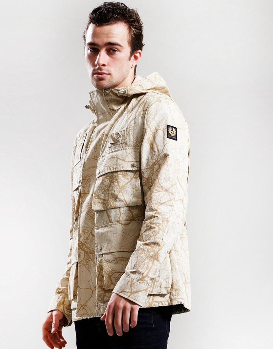 Clothing Belstaff Jackets & Coats | Belstaff Castmaster Map Parka Shell Dark Sandstone (M)