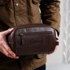 Accessories Barbour | Barbour Leather Washbag Dark Brown (O/S)