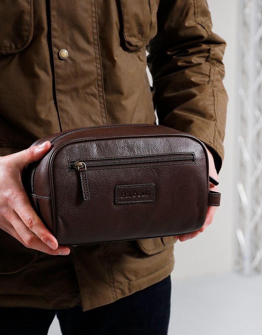 Accessories Barbour | Barbour Leather Washbag Dark Brown (O/S)