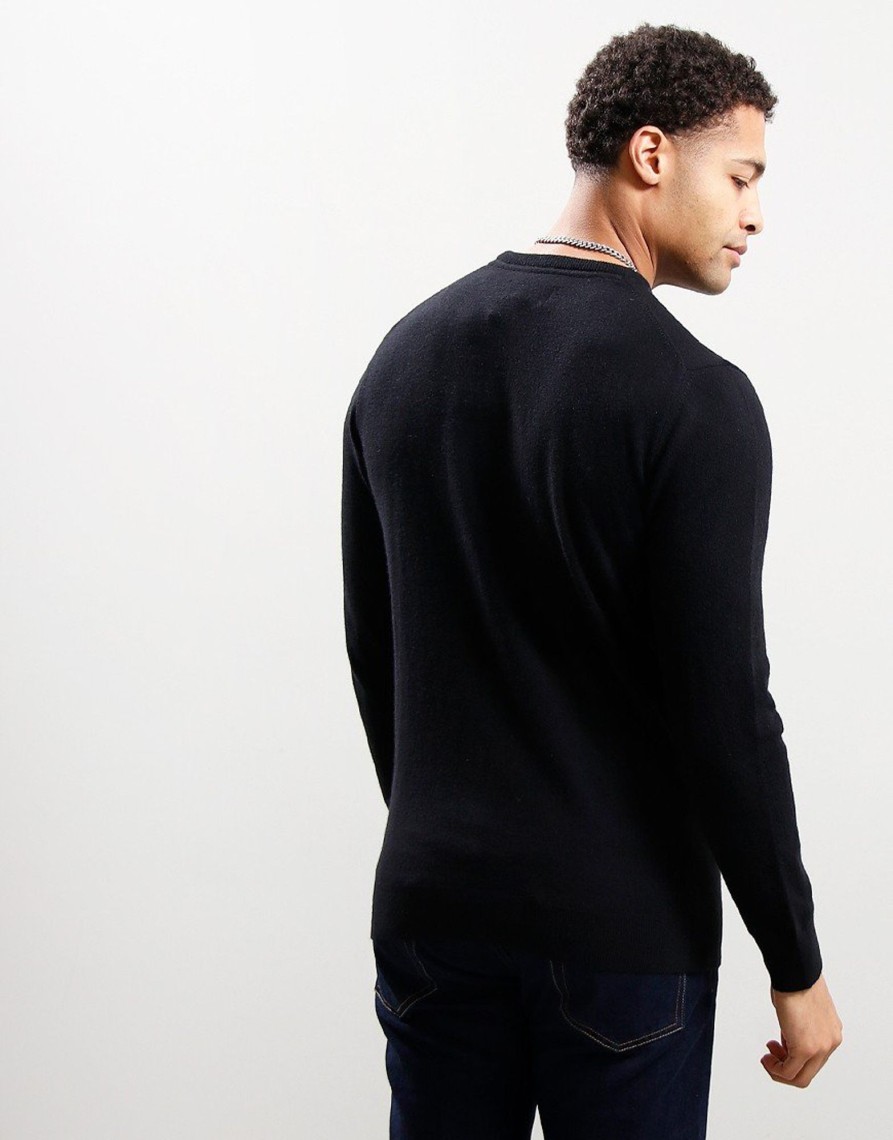 Clothing Barbour Knitwear | Barbour Essential Lambswool Crew Neck Black (S)