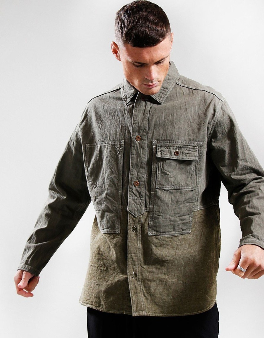 Clothing Nigel Cabourn Shirts | Nigel Cabourn Utility Shirt Type 2 Green (M)