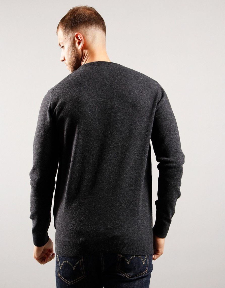 Clothing Barbour Knitwear | Barbour Essential Lambswool Crew Neck Knit Charcoal (S)