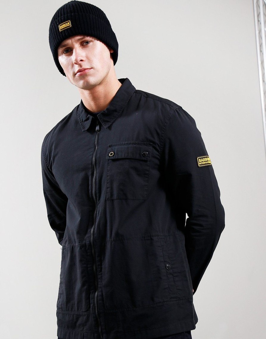 Clothing Barbour International Overshirts | Barbour International Volt Overshirt Black (S)