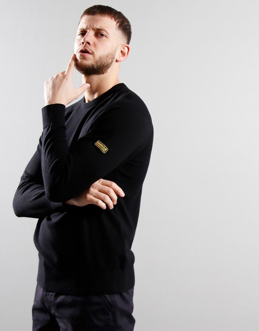 Clothing Barbour International Knitwear | Barbour International Cotton Crew Neck Knit Black (S)