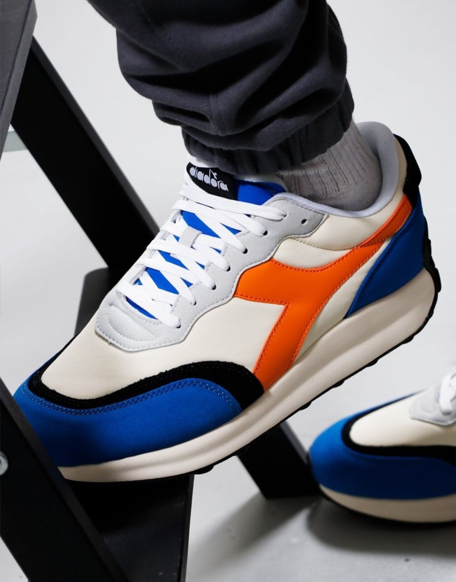 Footwear Diadora | Diadora Race Nyl Trainers White/Snorkel Blue (Uk7)