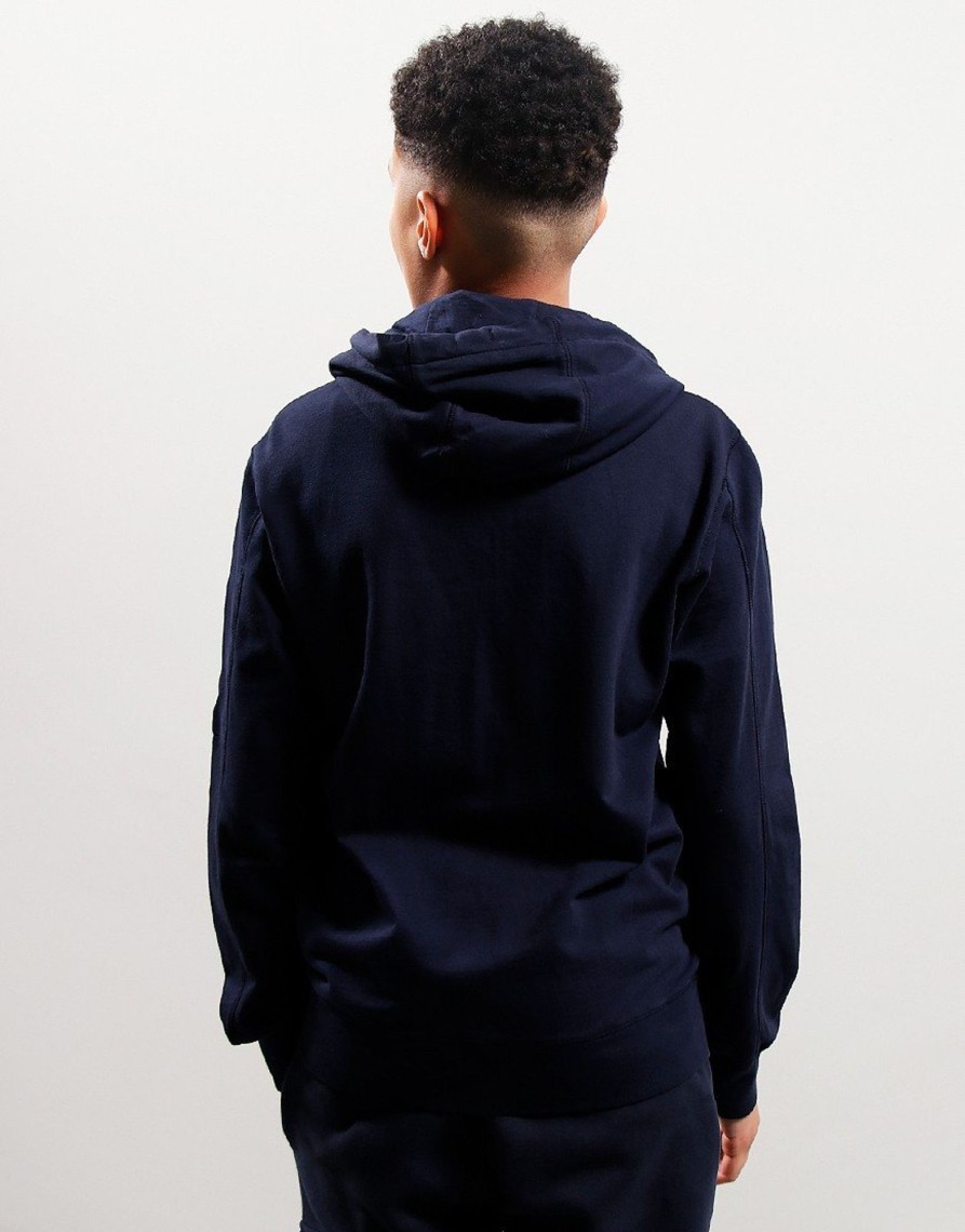 Clothing C.P. Company Sweats | C.P. Company Light Fleece Lens Hooded Sweat Total Eclipse (4Yr)