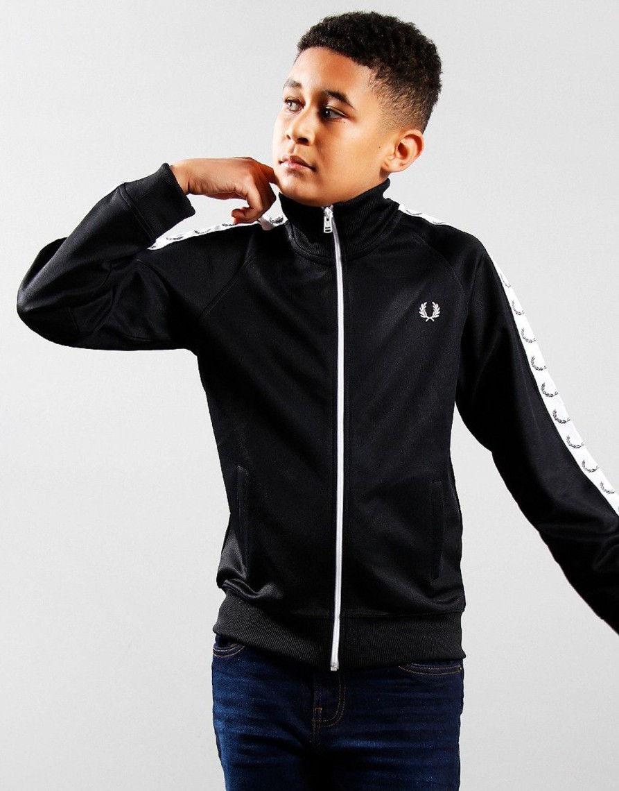 Clothing Fred Perry Kids Track Tops | Fred Perry Kids Taped Track Top Black (5/6Yr)