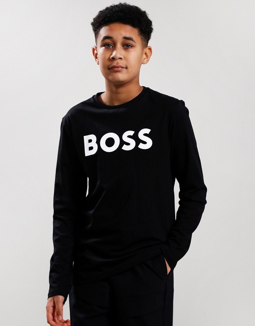 Clothing BOSS Kids T-Shirts | Boss Kids Logo Long Sleeve T-Shirt Black (10Yr)