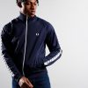 Clothing Fred Perry Track Tops | Fred Perry Laurel Wreath Tape Track Jacket Carbon Blue (S)