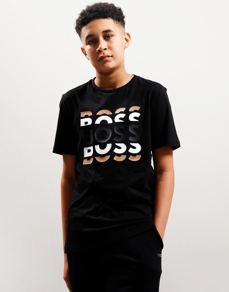 Clothing BOSS Kids T-Shirts | Boss Kids Casual D1 T-Shirt Black (10Yr)