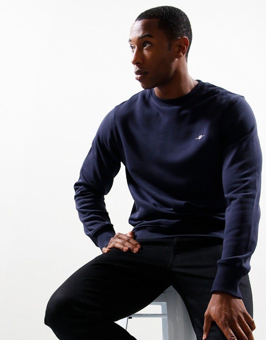 Clothing GANT Sweats | Gant Shield C-Neck Sweat Evening Blue (M)