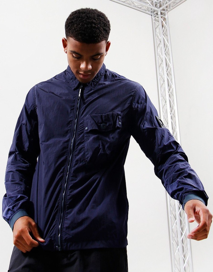 Clothing Marshall Artist Overshirts | Marshall Artist Krinkle Nylon Pocket Overshirt Navy (Xs)