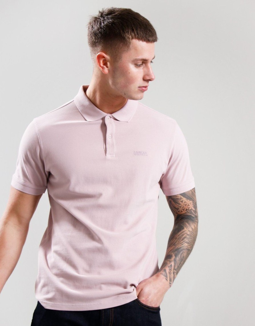 Clothing Barbour International Polo Shirts | Barbour Internatonal Garment Dyed Polo Shirt Dust Pink (S)