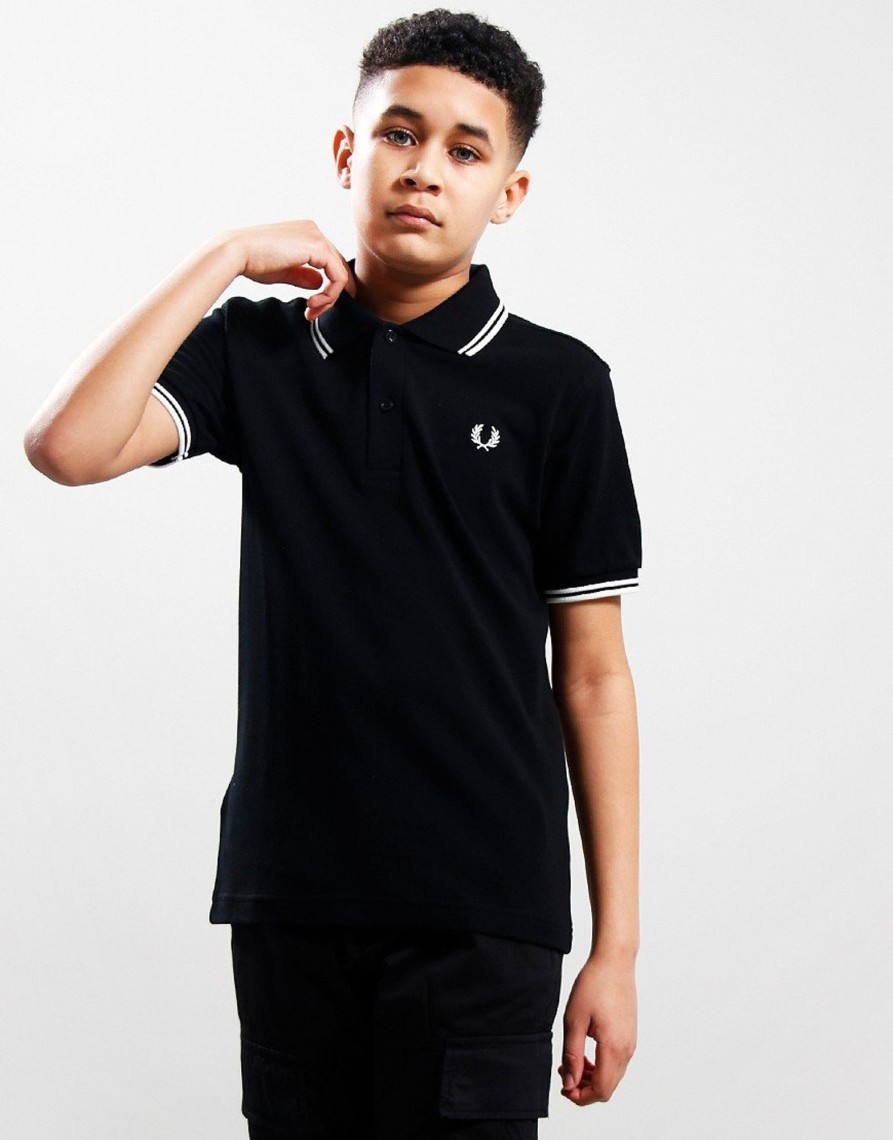 Clothing Fred Perry Polo Shirts | Fred Perry Kids Twin Tipped Polo Shirt Black (5/6Yr)