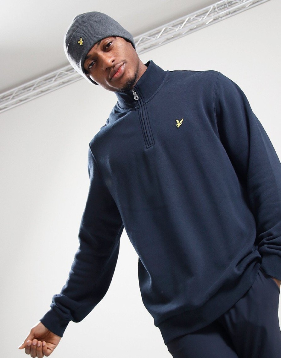 Clothing Lyle & Scott Sweats | Lyle & Scott Quarter Zip Sweat Dark Navy (S)