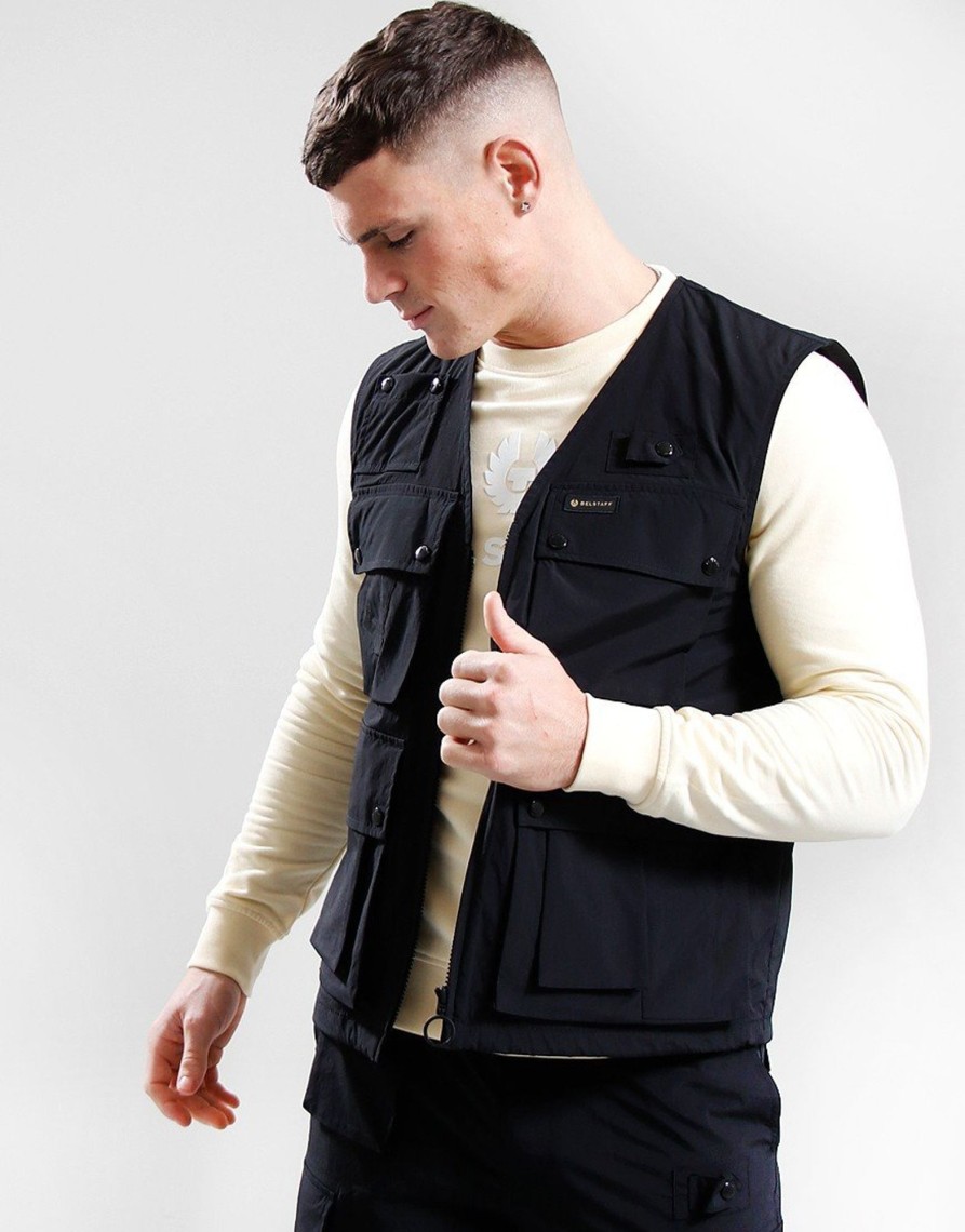 Clothing Belstaff Gilets | Belstaff Castmaster Gilet Black (M)