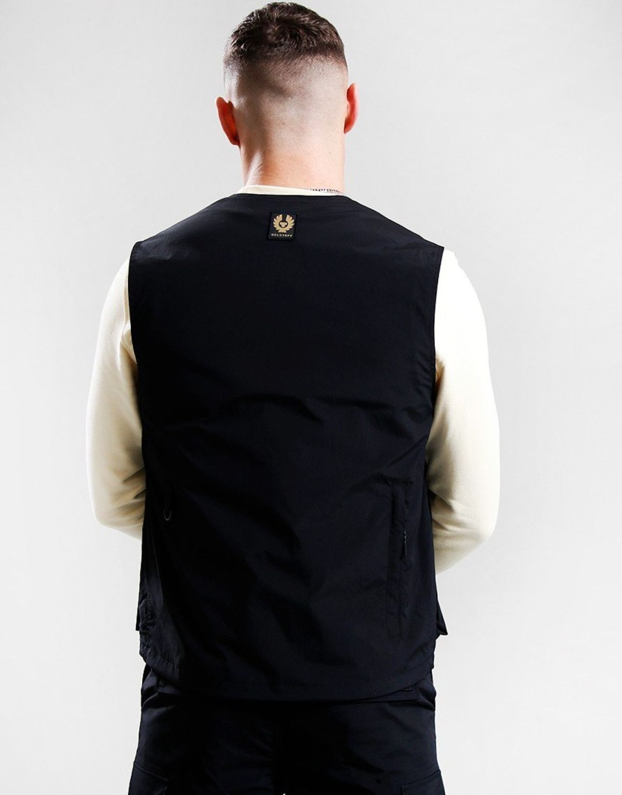 Clothing Belstaff Gilets | Belstaff Castmaster Gilet Black (M)