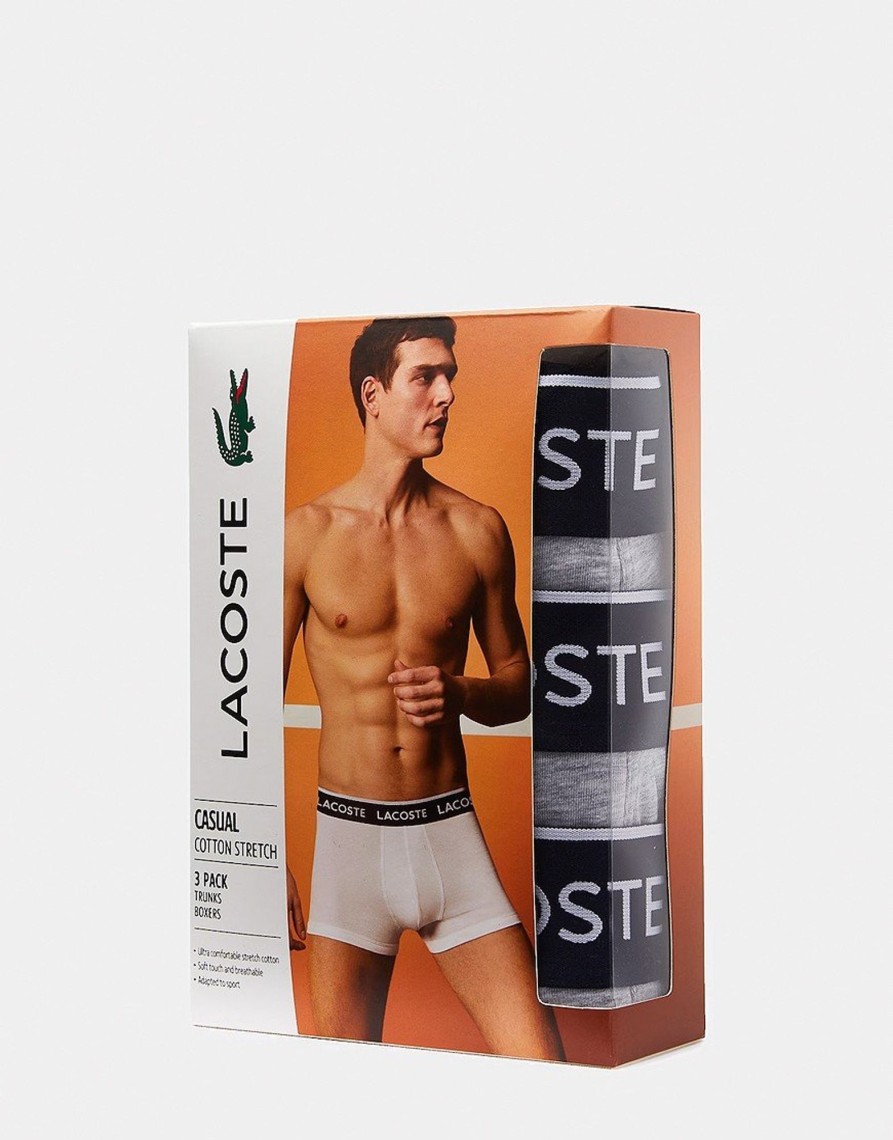 Accessories Lacoste | Lacoste 3 Pack Boxers Silver Chine (S)