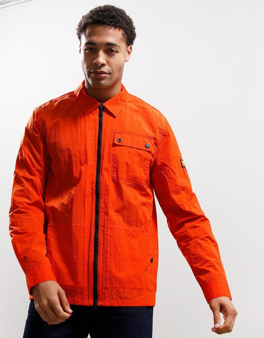 Clothing Barbour International Overshirts | Barbour International Inlet Overshirt Spicy Orange (S)