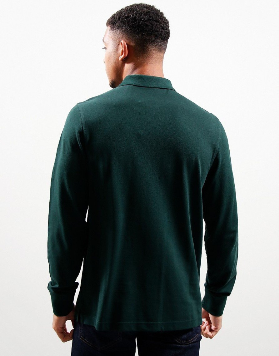 Clothing GANT Polo Shirts | Gant Shield Long Sleeve Pique Polo Shirt Tartan Green (M)