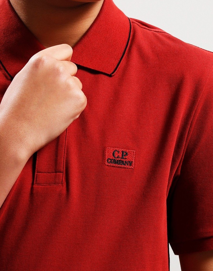 Clothing C.P. Company Undersixteen Polo Shirts | C.P. Company Kids Striped Collar Polo Shirt Ketchup (10Yr)