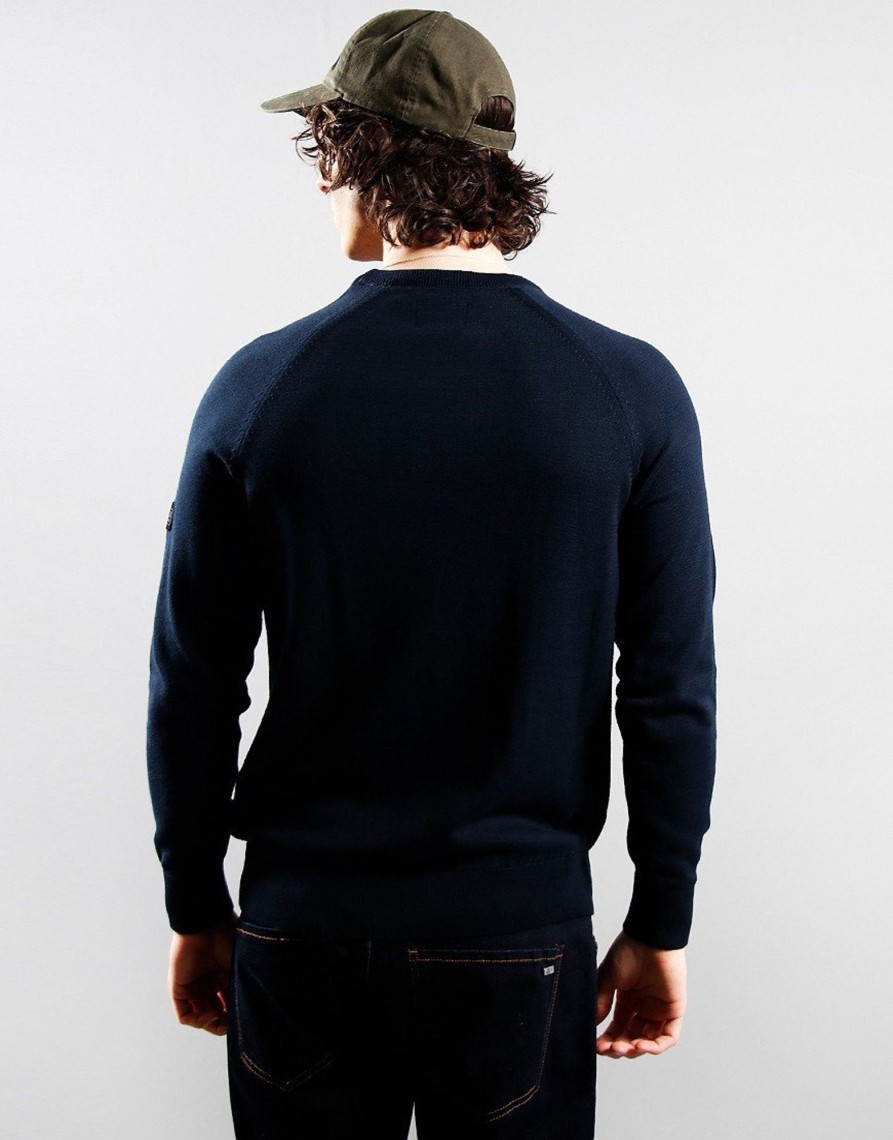 Clothing Barbour International Knitwear | Barbour International Cotton Crew Neck Knit Navy (S)