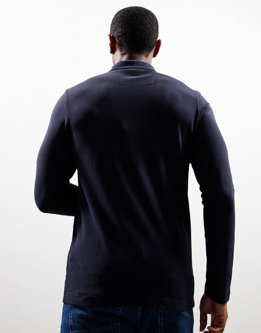 Clothing BOSS Polo Shirts | Boss Plisy Long Sleeve Polo Shirt Dark Blue (S)