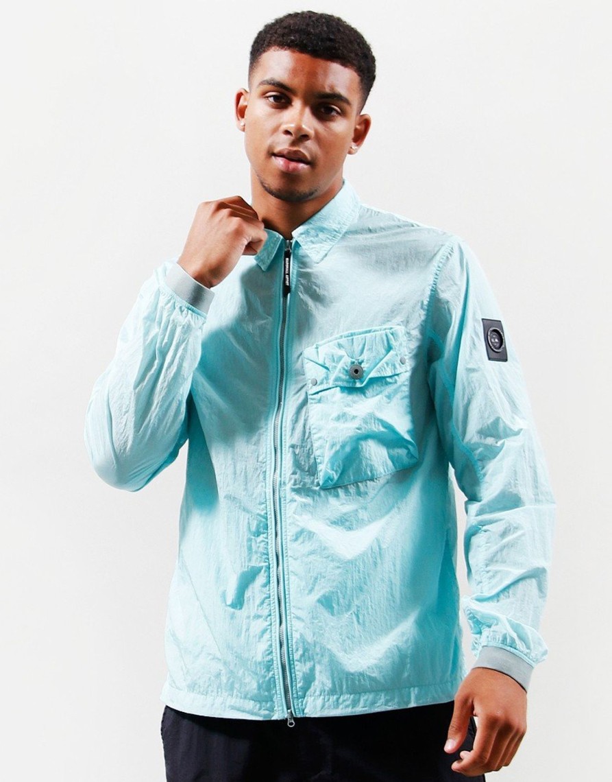 Clothing Marshall Artist Overshirts | Marshall Artist Krinkle Nylon Pocket Overshirt Cyan (Xs)