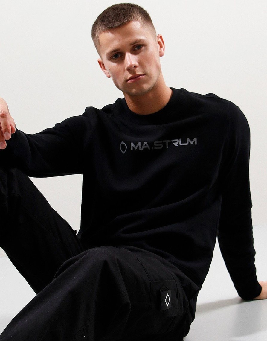 Clothing MA.Strum Sweats | Ma.Strum Chest Print Sweat Black (S)