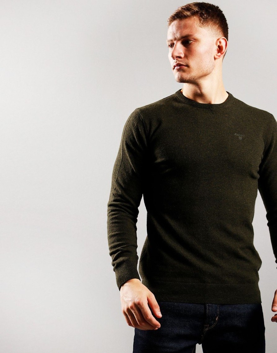 Clothing Barbour Knitwear | Barbour Essential Lambswool Crew Neck Knit Seaweed (S)