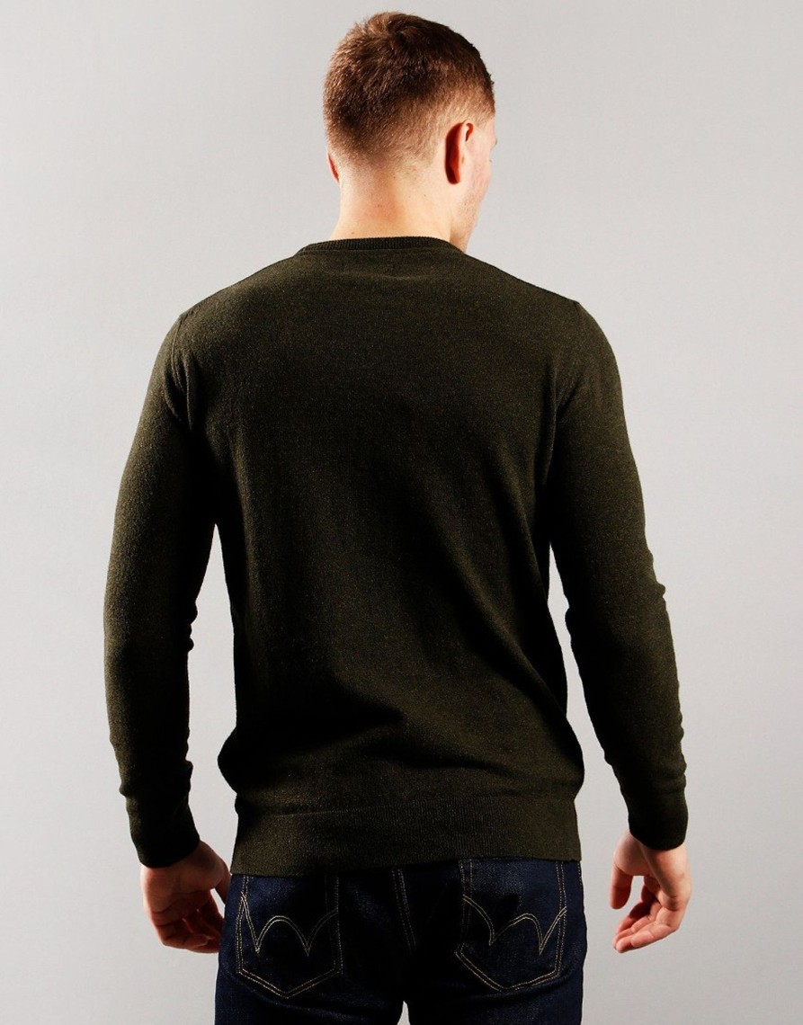 Clothing Barbour Knitwear | Barbour Essential Lambswool Crew Neck Knit Seaweed (S)